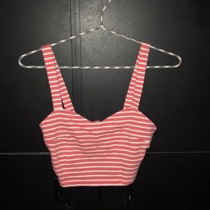 Pink and white striped bralette style crop top